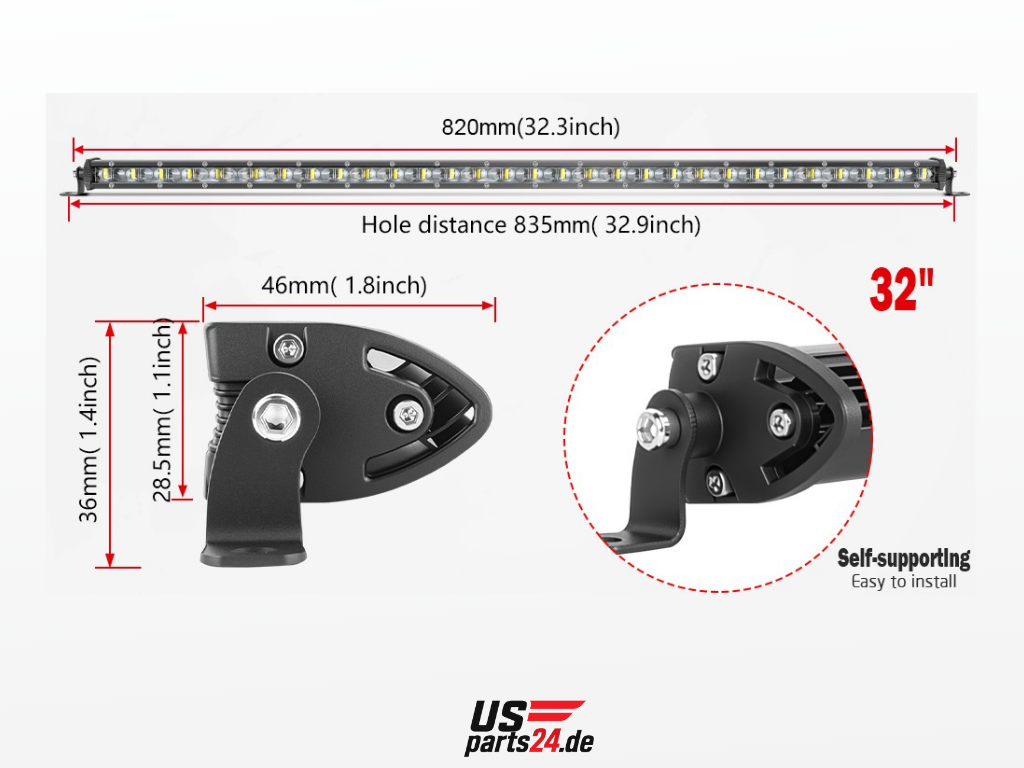 32" LED Light Bar (90W, inkl. Kabelsatz) – für Ford F-150, RAM & Pickups - US-Parts24.de