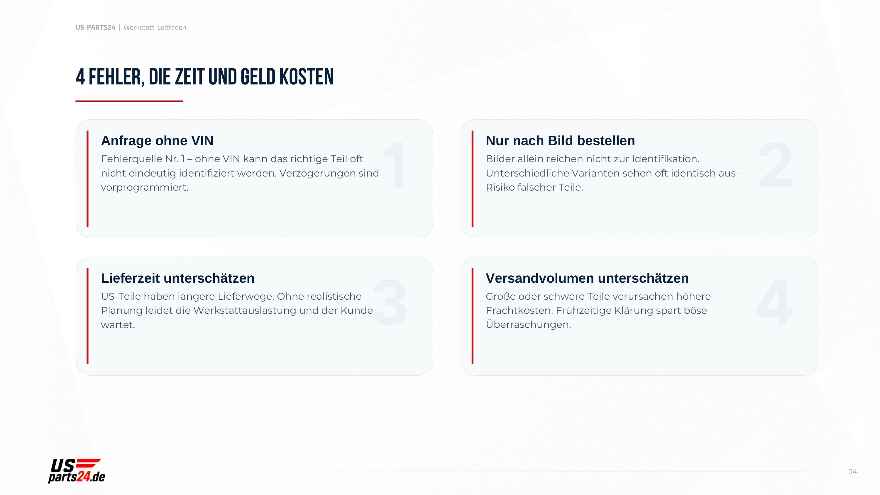 4 Fehler bei US-Teileanfragen, die Zeit und Geld kosten